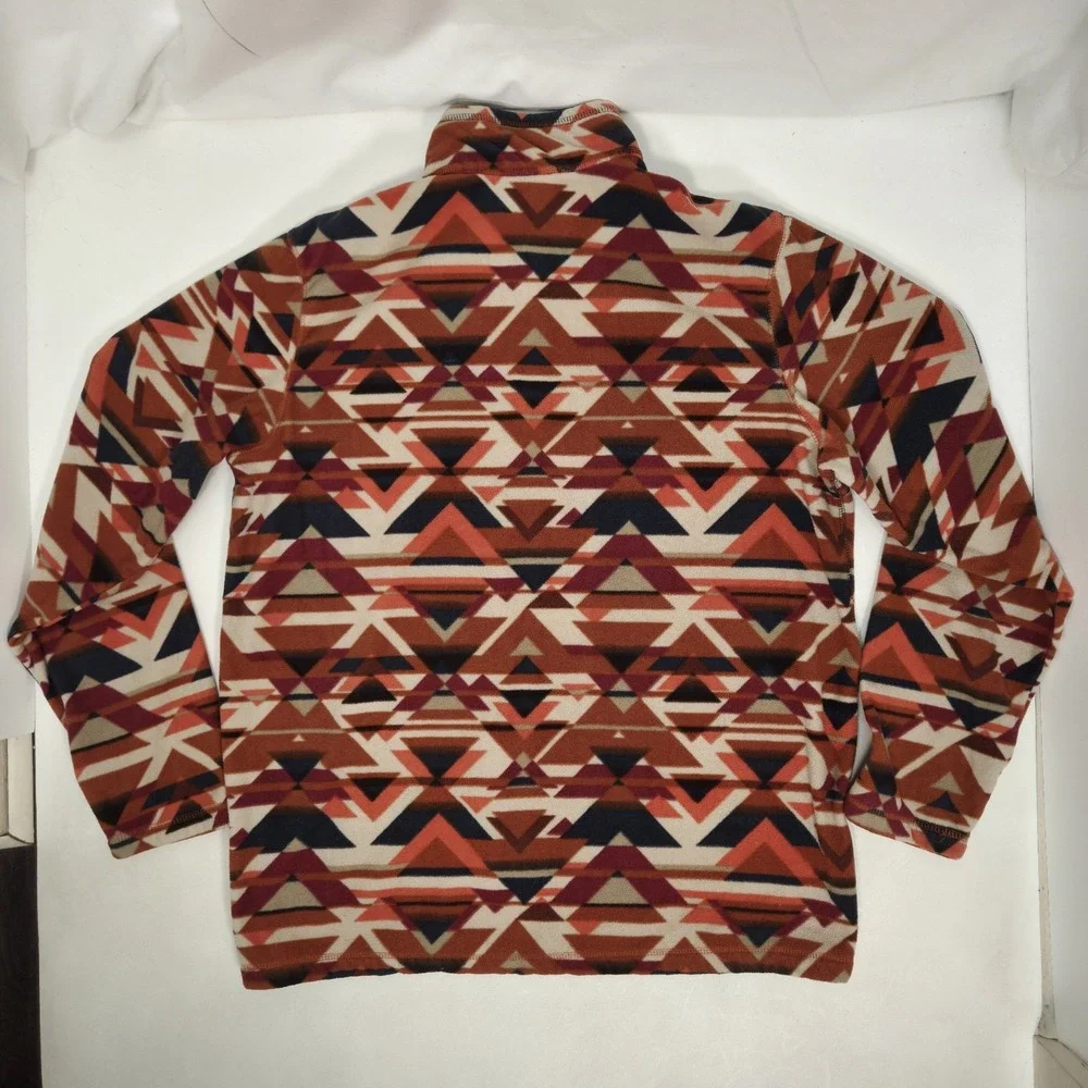 Eddie Bauer Mens Quest 1/4 Zip Fleece Aztec Geometric Southwestern XLT Orange